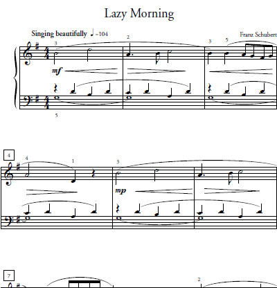 Lazy Morning Sheet Music and Sound Files for Piano Students